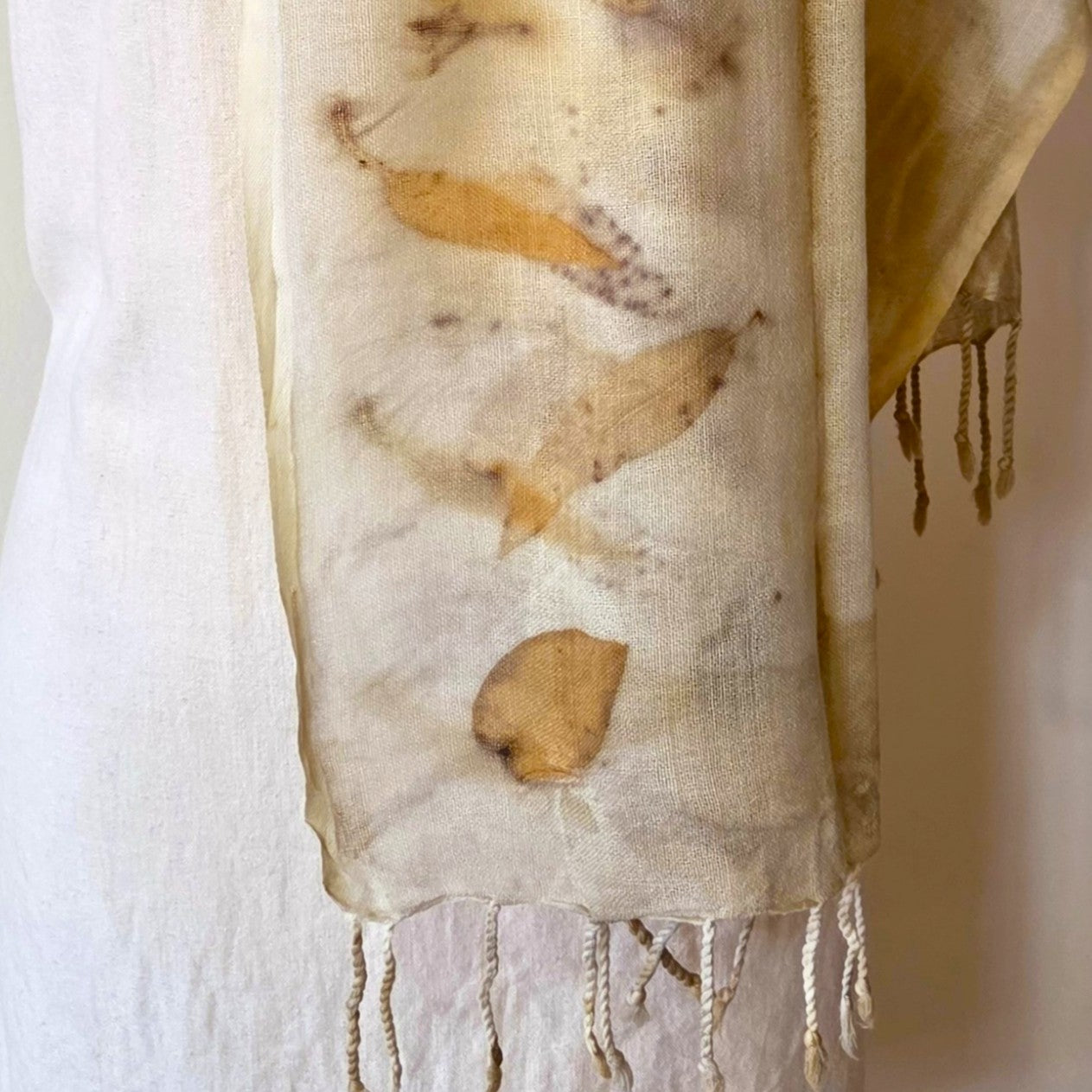 The Airlee - Pure Fine Handloomed Wool Ecoprint Scarf/Wrap