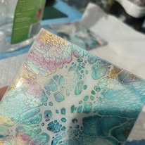 Fluid Art/Resin Drink Coasters (Set of 4) Blue Shimmer