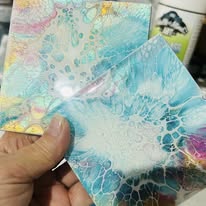 Fluid Art/Resin Drink Coasters (Set of 4) Blue Shimmer