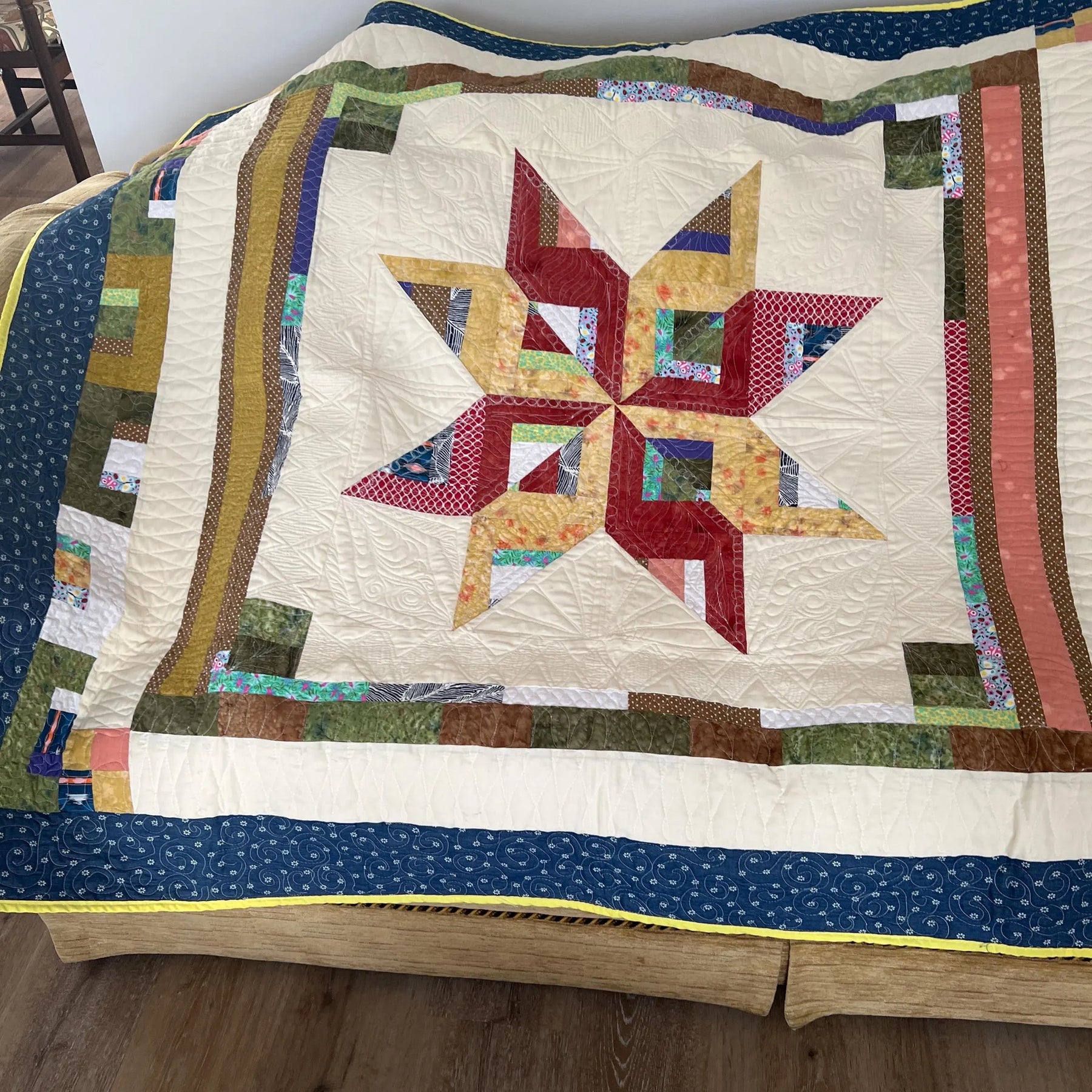Handmade Cozy Easter Star Quilt: Spring Holiday Decor