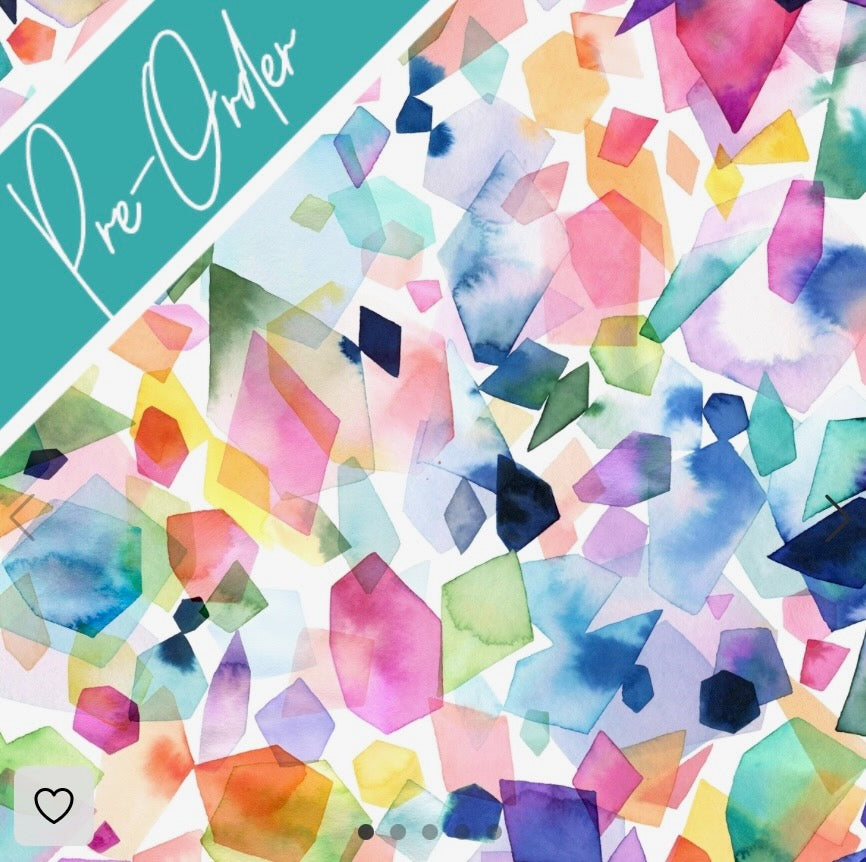 PRE-ORDER Water-resistant wet bags - Colourful Geometric Crystals Watercolour Rainbow (Ninola Design)