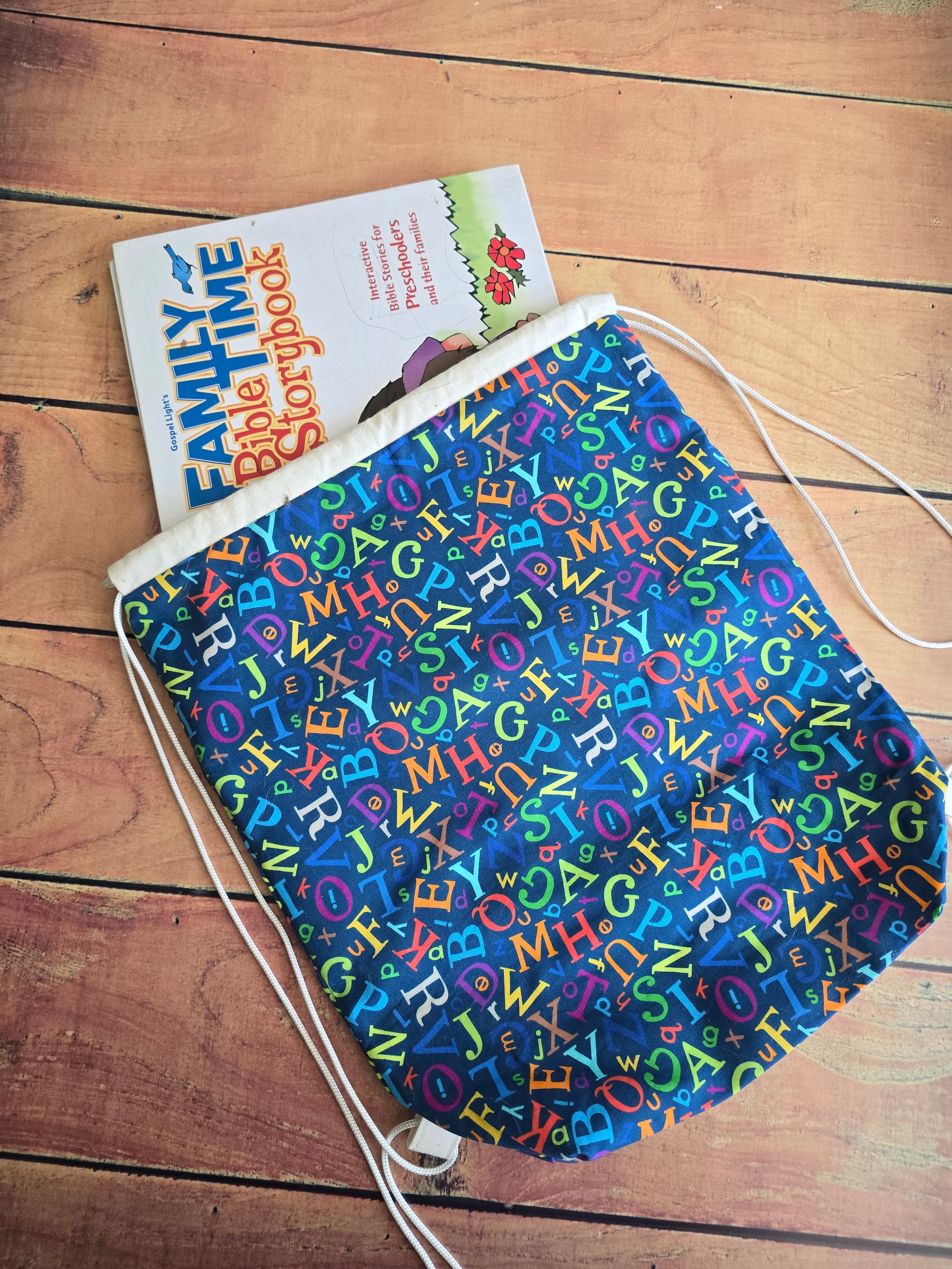 Handmade | Drawstring | Alphabet | Library Bag| Backpack |