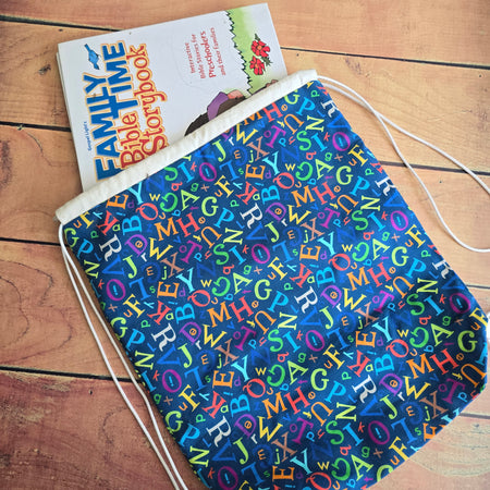 Handmade | Drawstring | Alphabet | Library Bag| Backpack |