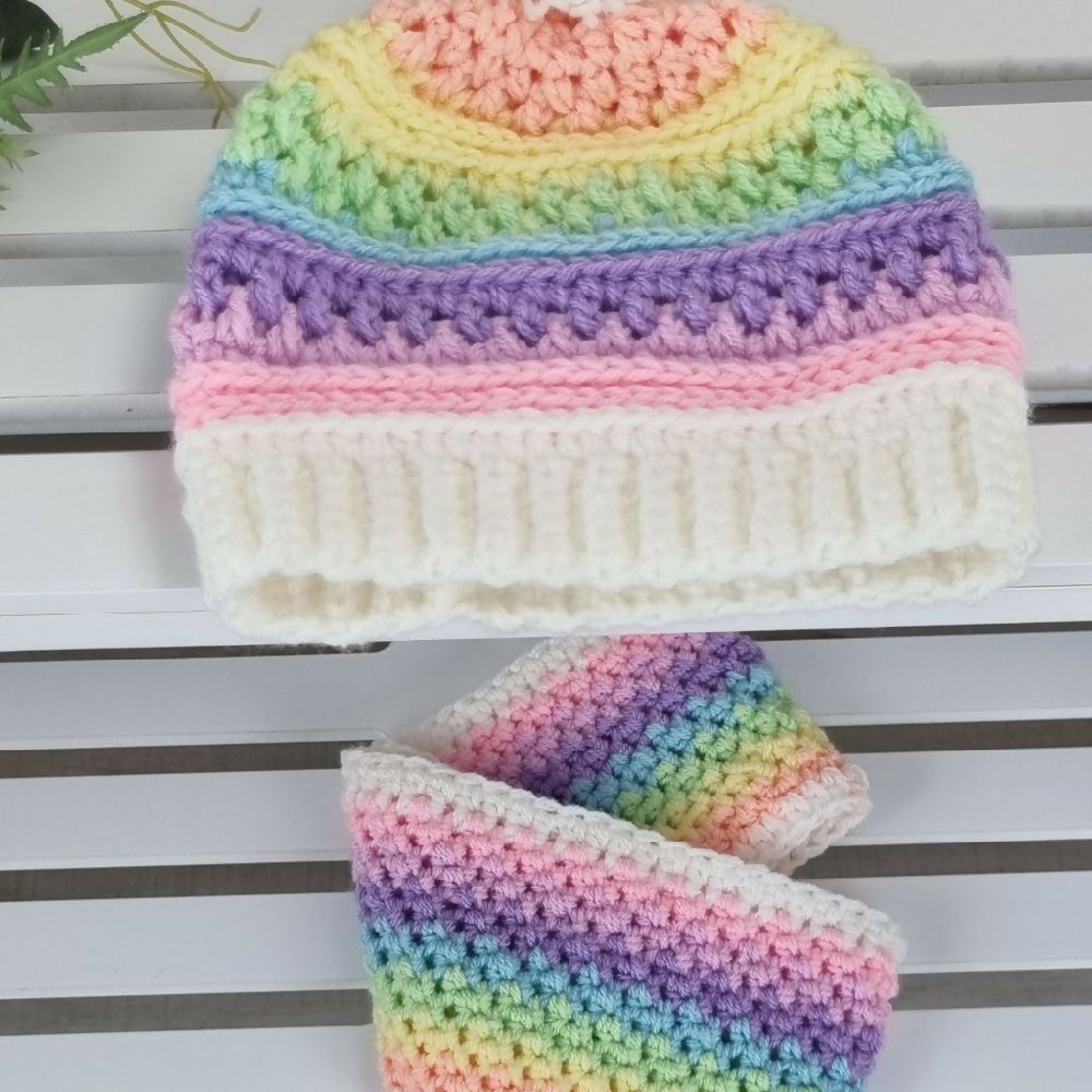 Rainbow Beanie and Cowl 2