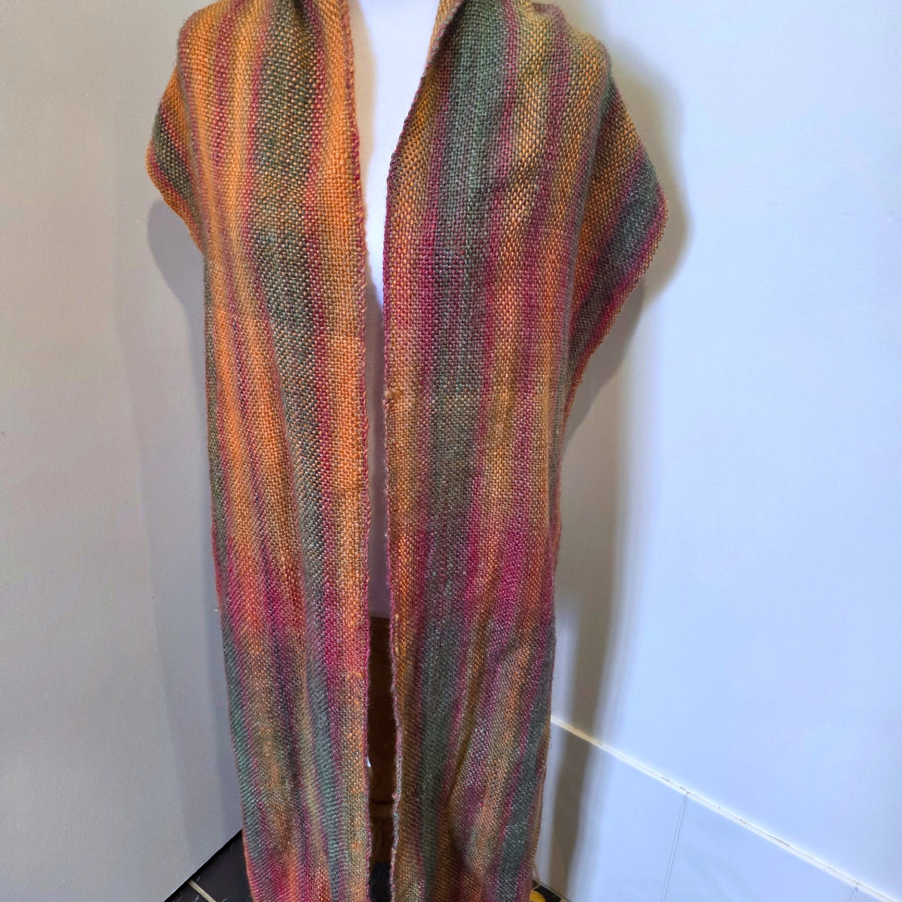 100% wool Handwoven Rainbow Scarf