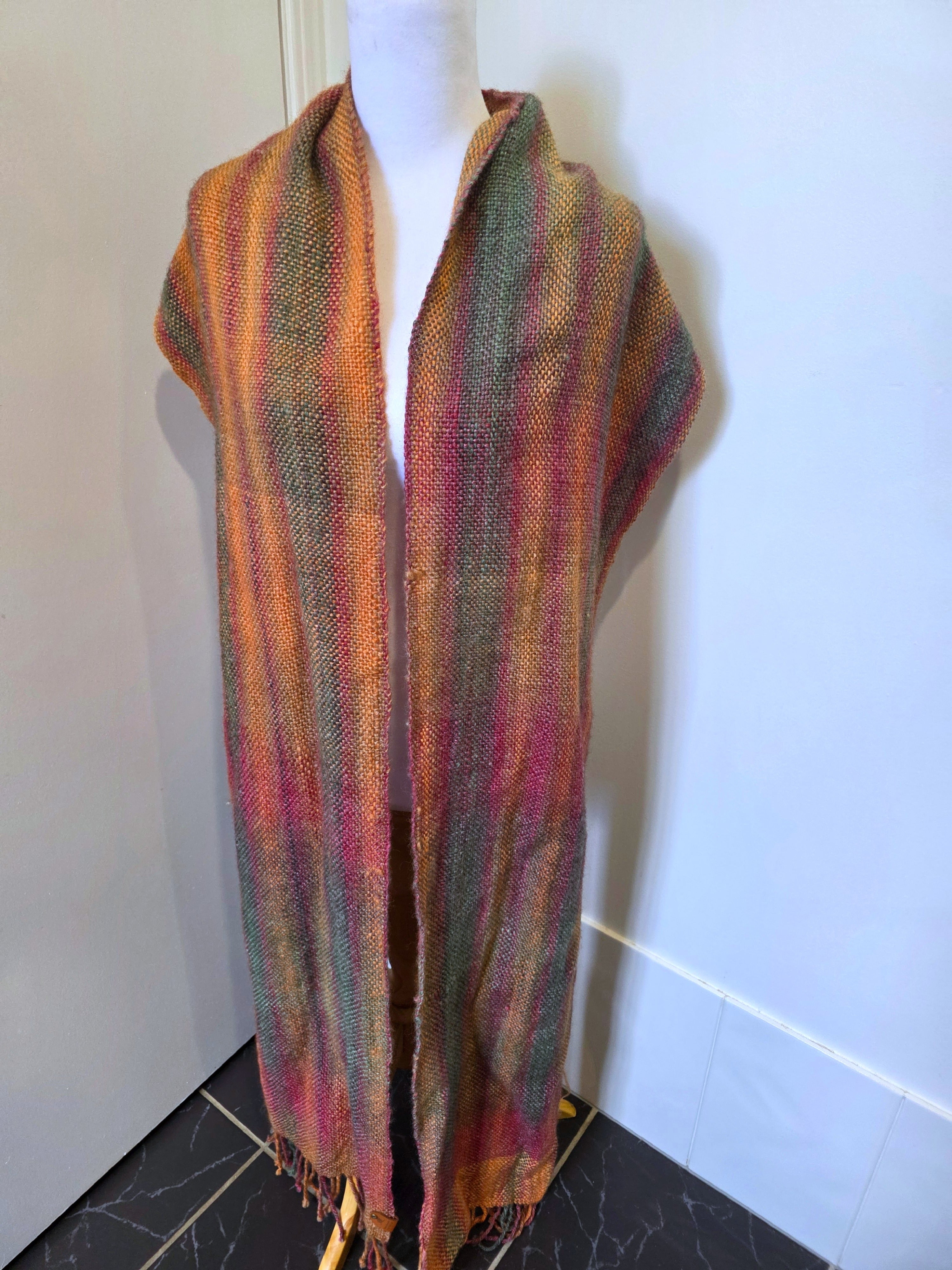 100% wool Handwoven Rainbow Scarf