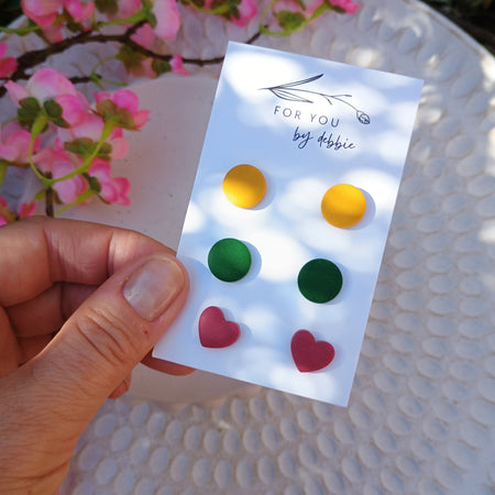 Trio set stud earrings-assorted matte