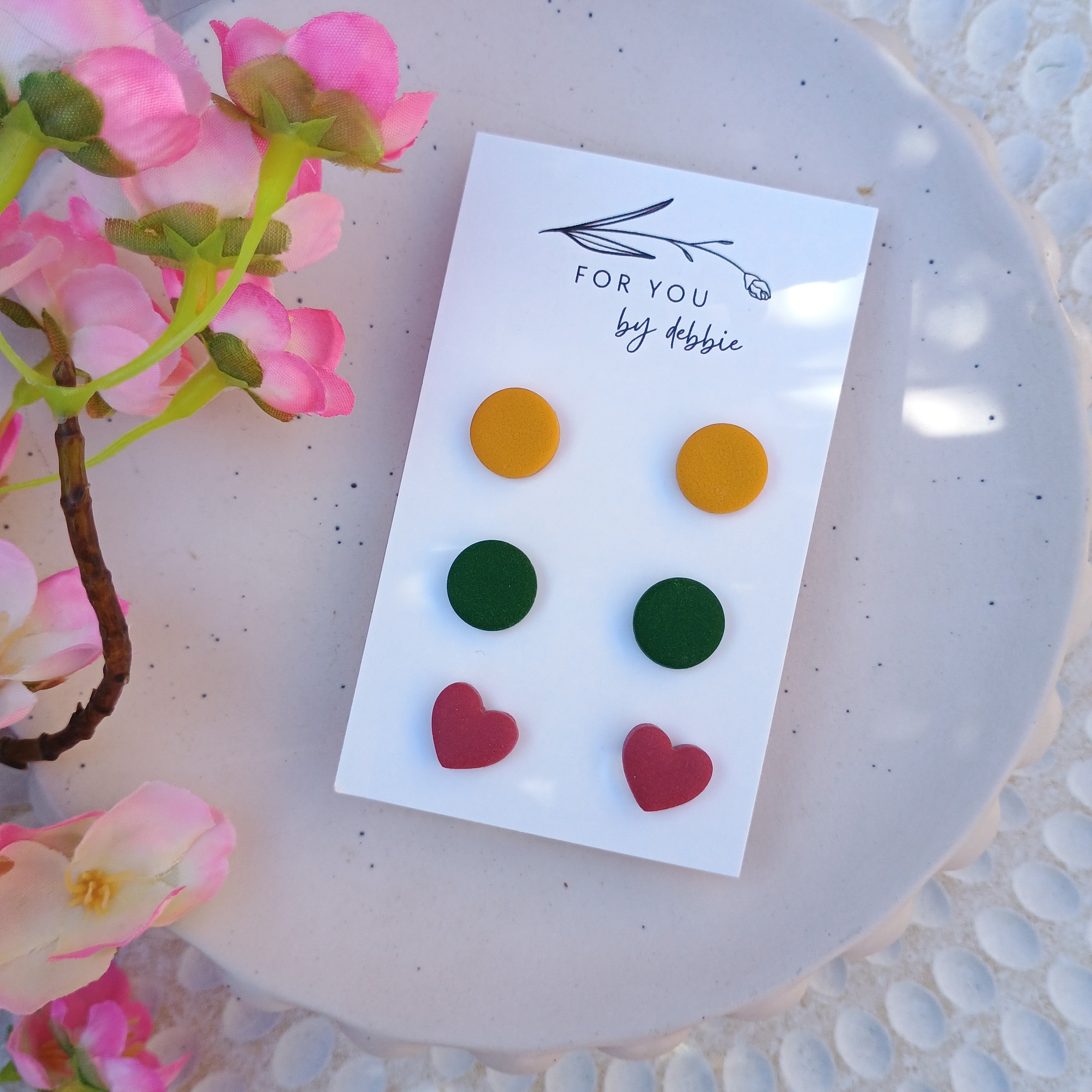 Trio set stud earrings-assorted matte