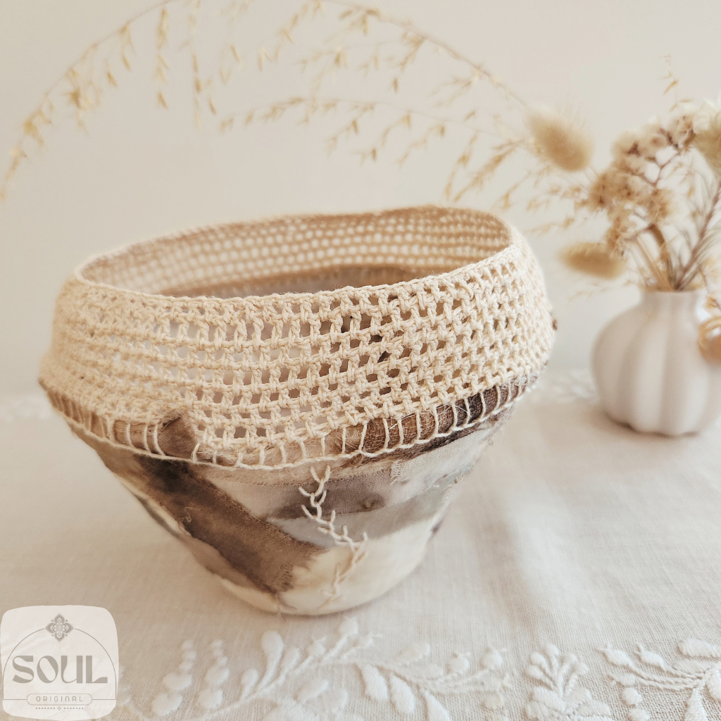 Textile Art Bowl – Crochet Rim