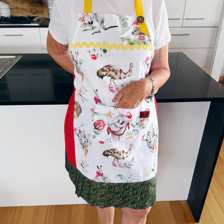 Aussie animals Christmas ladies tie back apron.