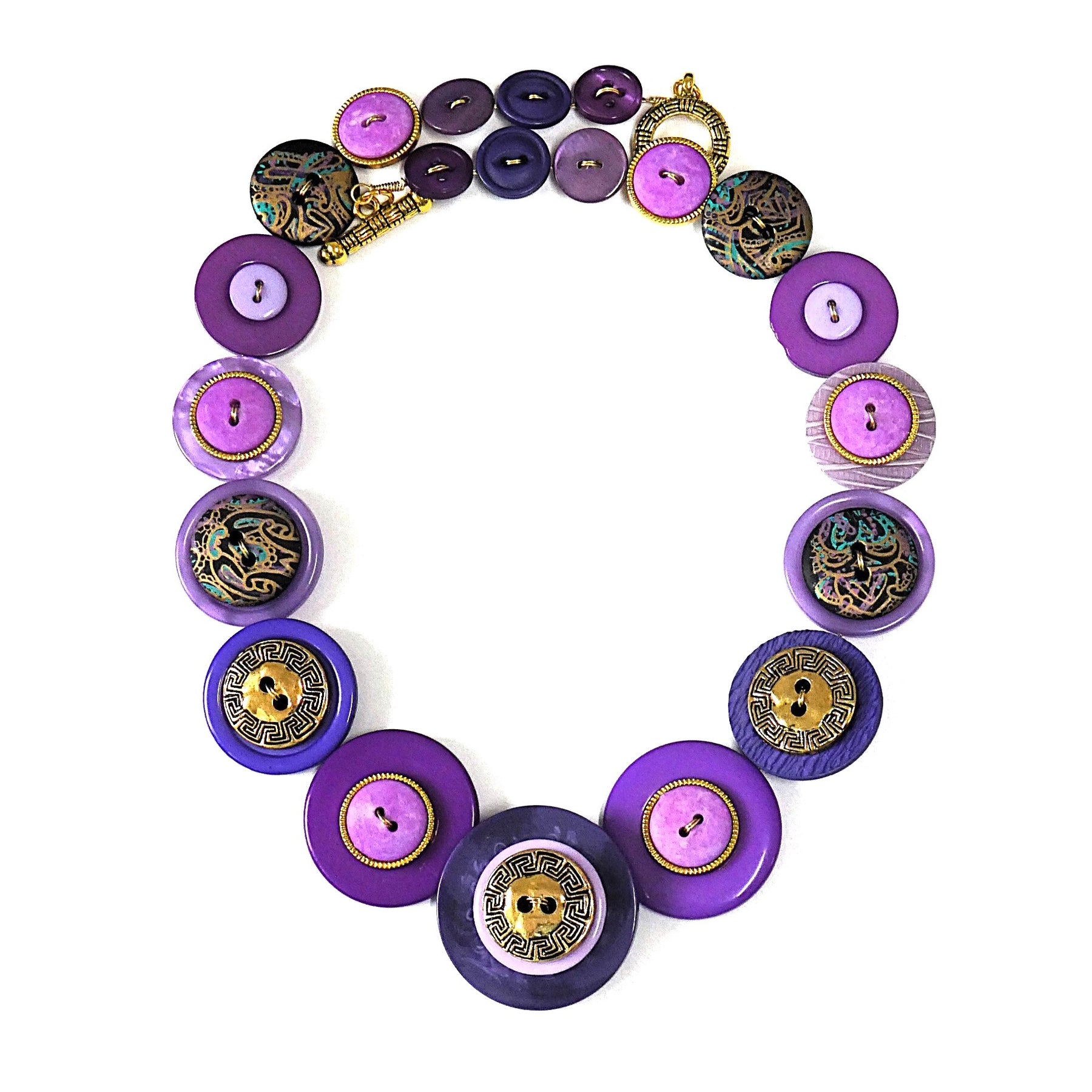 Button necklace - Royal Purple