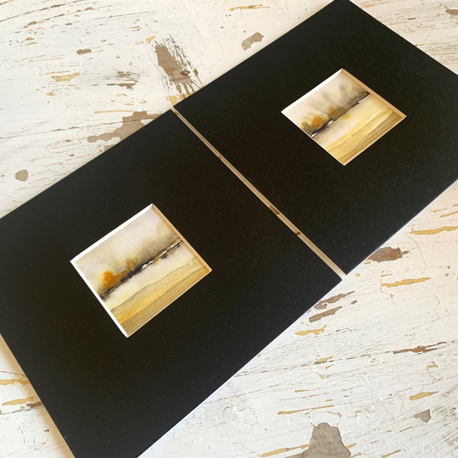 Abstract Landscape Diptych Hand-painted Watercolour Artwork