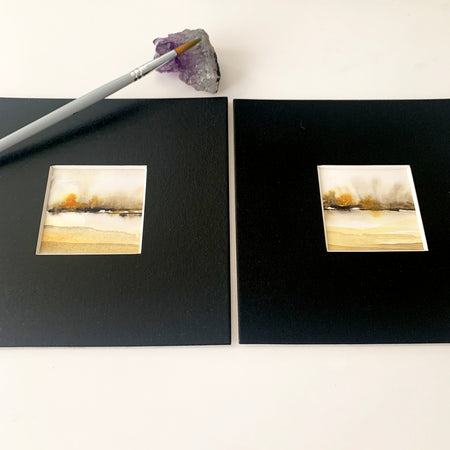 Abstract Landscape Diptych Hand-painted Watercolour Artwork
