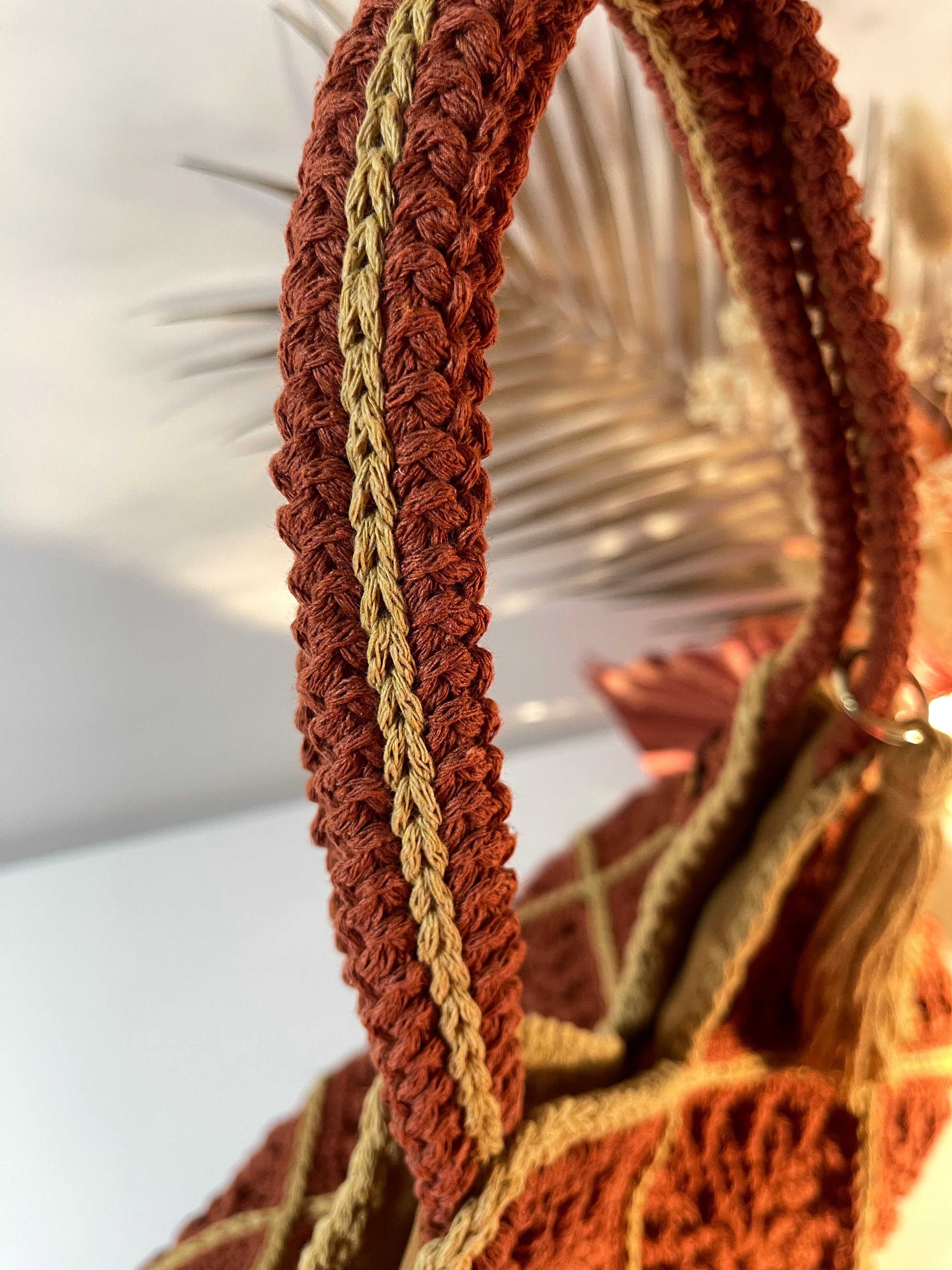 Handmade Crochet Cotton Shoulder Bag With Lining And Tassel
