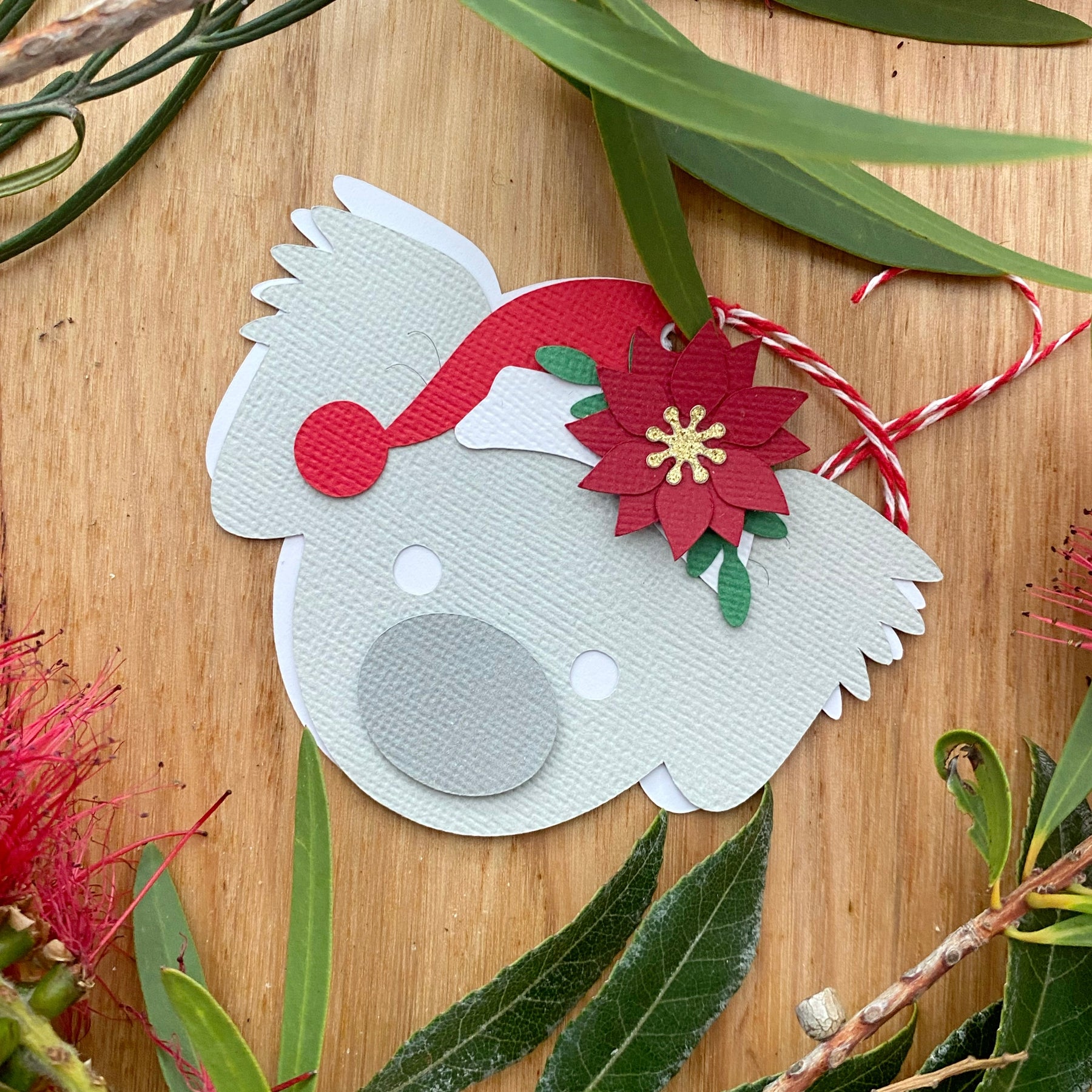 Aussie Christmas Koala gift tags. Xmas gift wrapping.