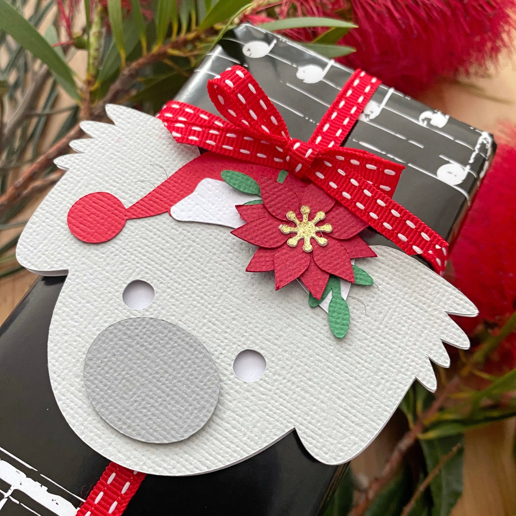 Aussie Christmas Koala gift tags. Xmas gift wrapping.