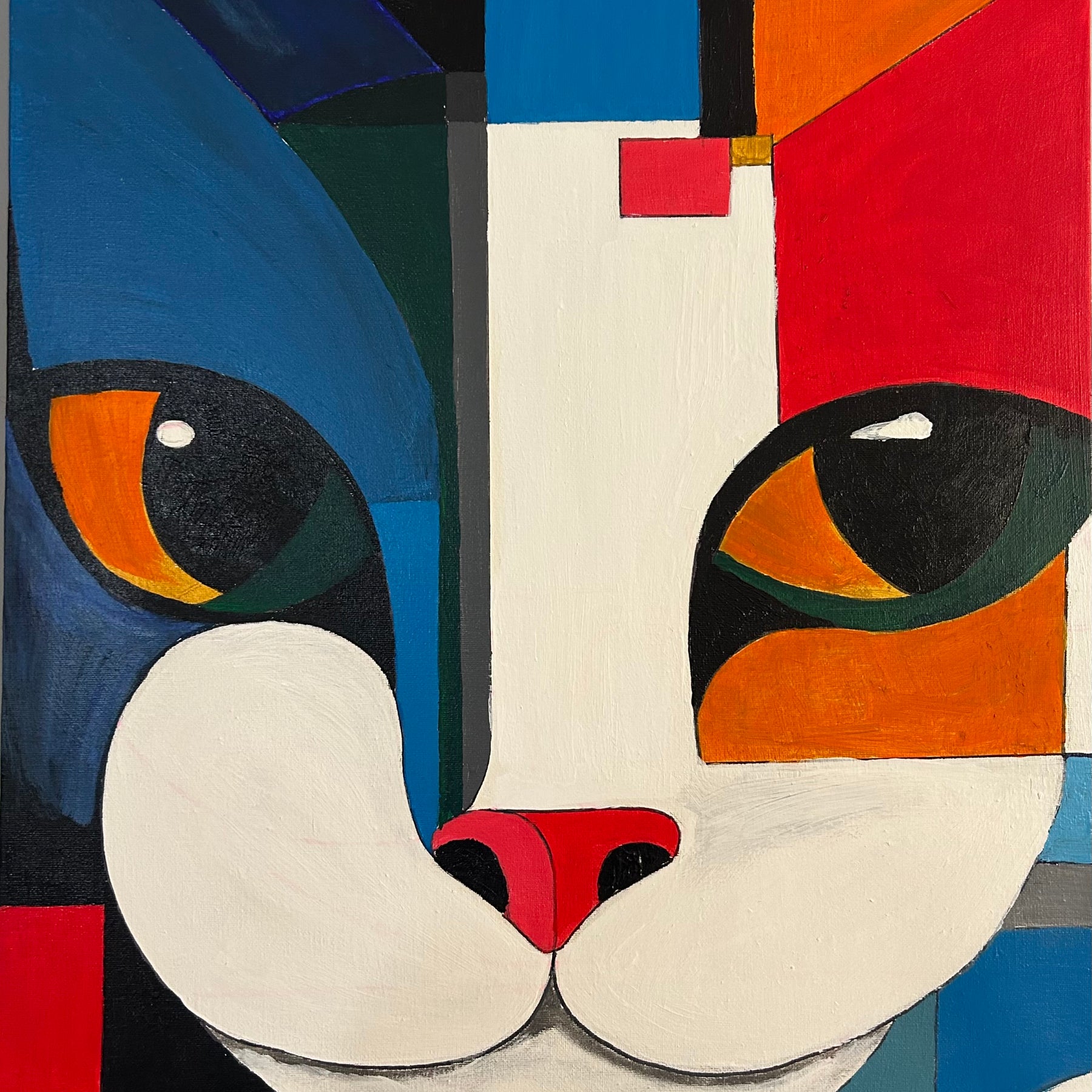 Cubist Cat Painting Wall Art