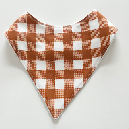 Rust gingham bandana bib
