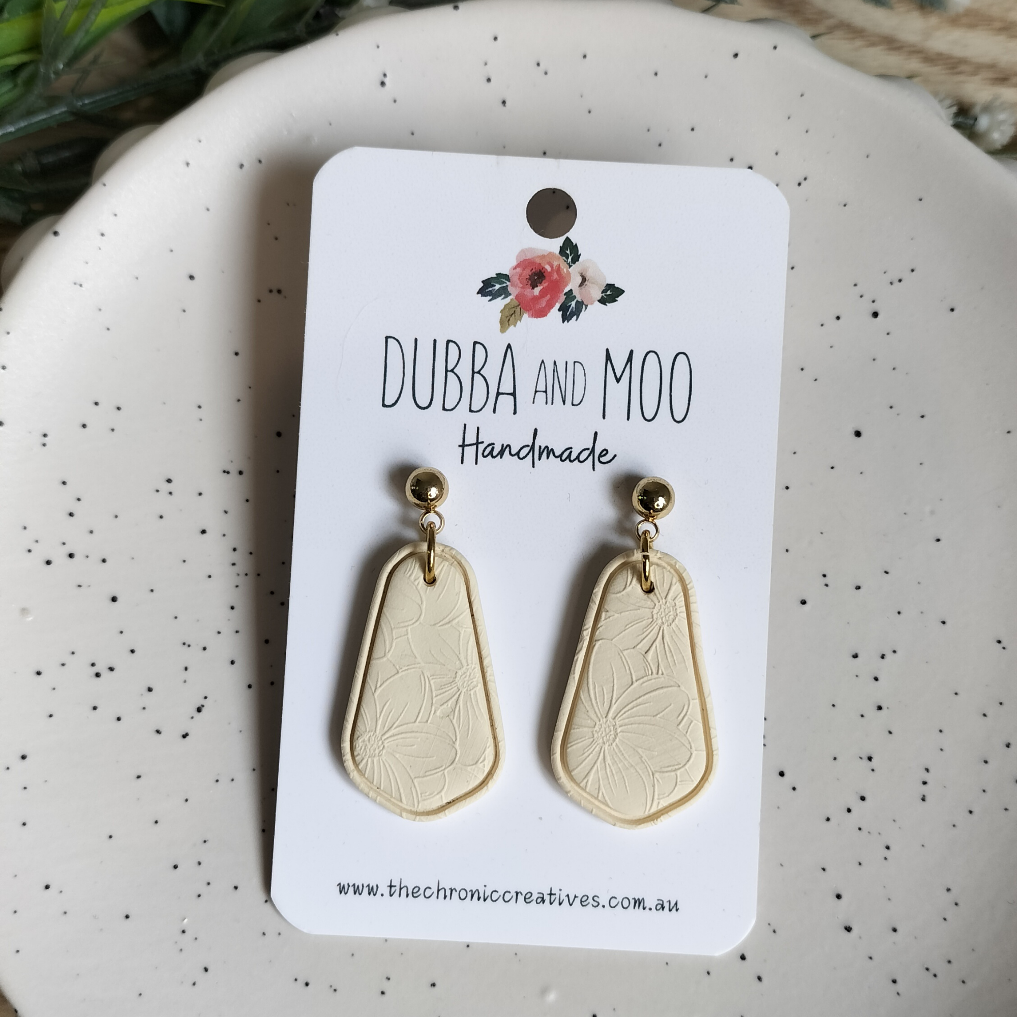 Rounded Tapered Floral Polymer Clay Dangle Earrings - Assorted Styles