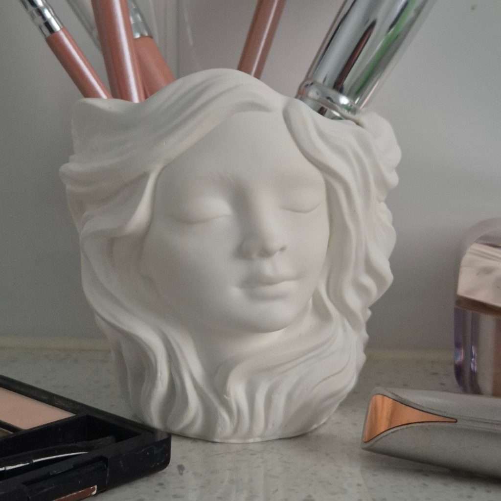 Female Face Eco-Resin Small Vase