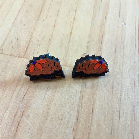 Australian animal studs - Echidna - hand painted, wooden