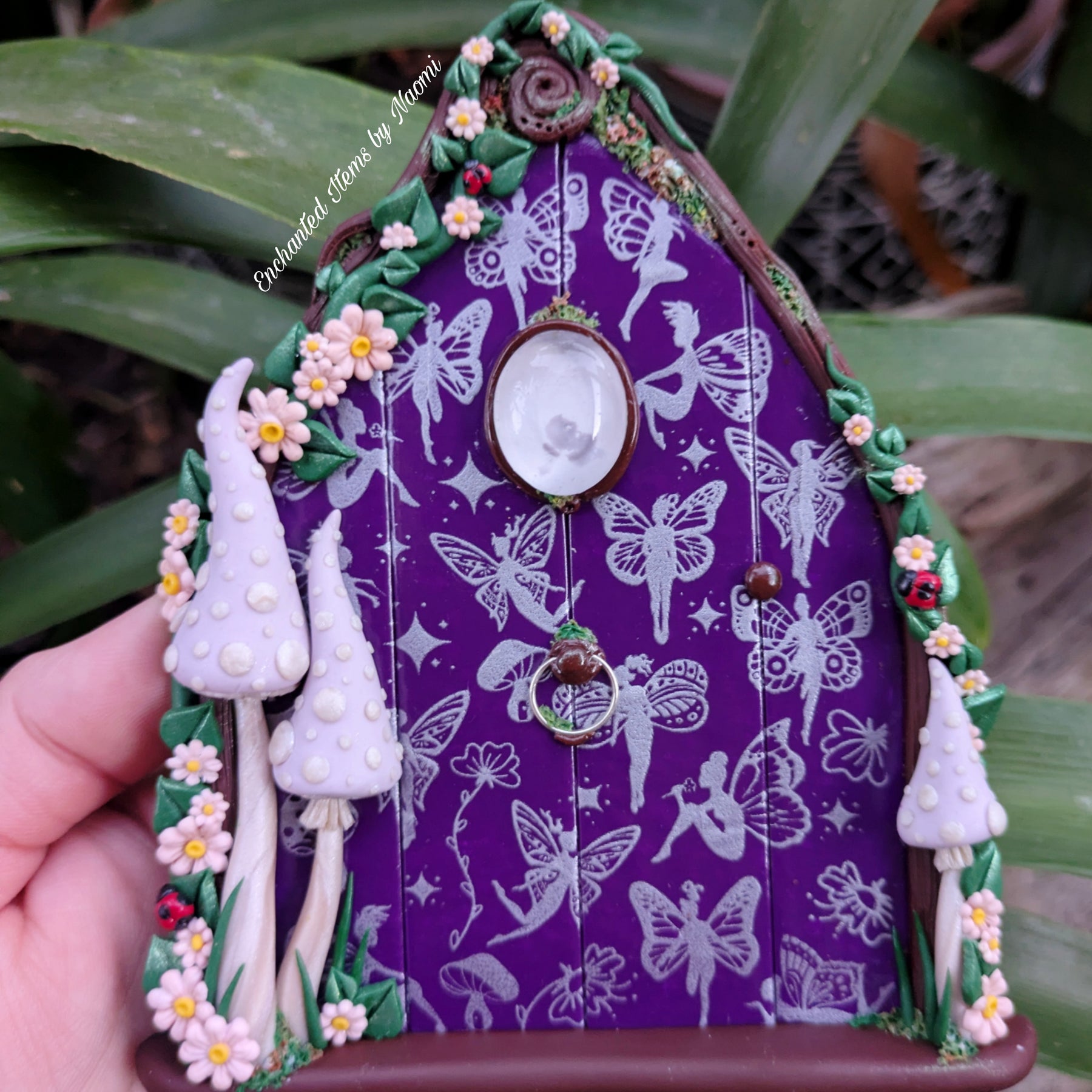 Pretty patterned Fairy Doors - available in Pink or Purple