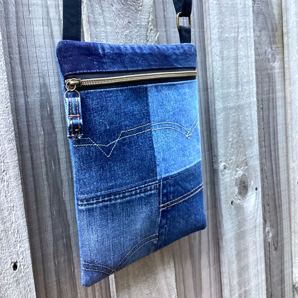 Upcycled Denim Crossbody Bag – Pockets