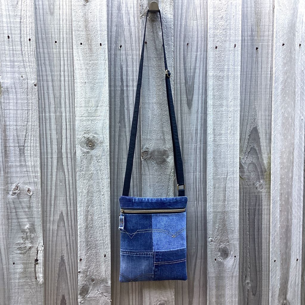 Upcycled Denim Crossbody Bag – Pockets