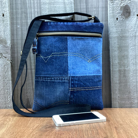 Upcycled Denim Crossbody Bag – Pockets