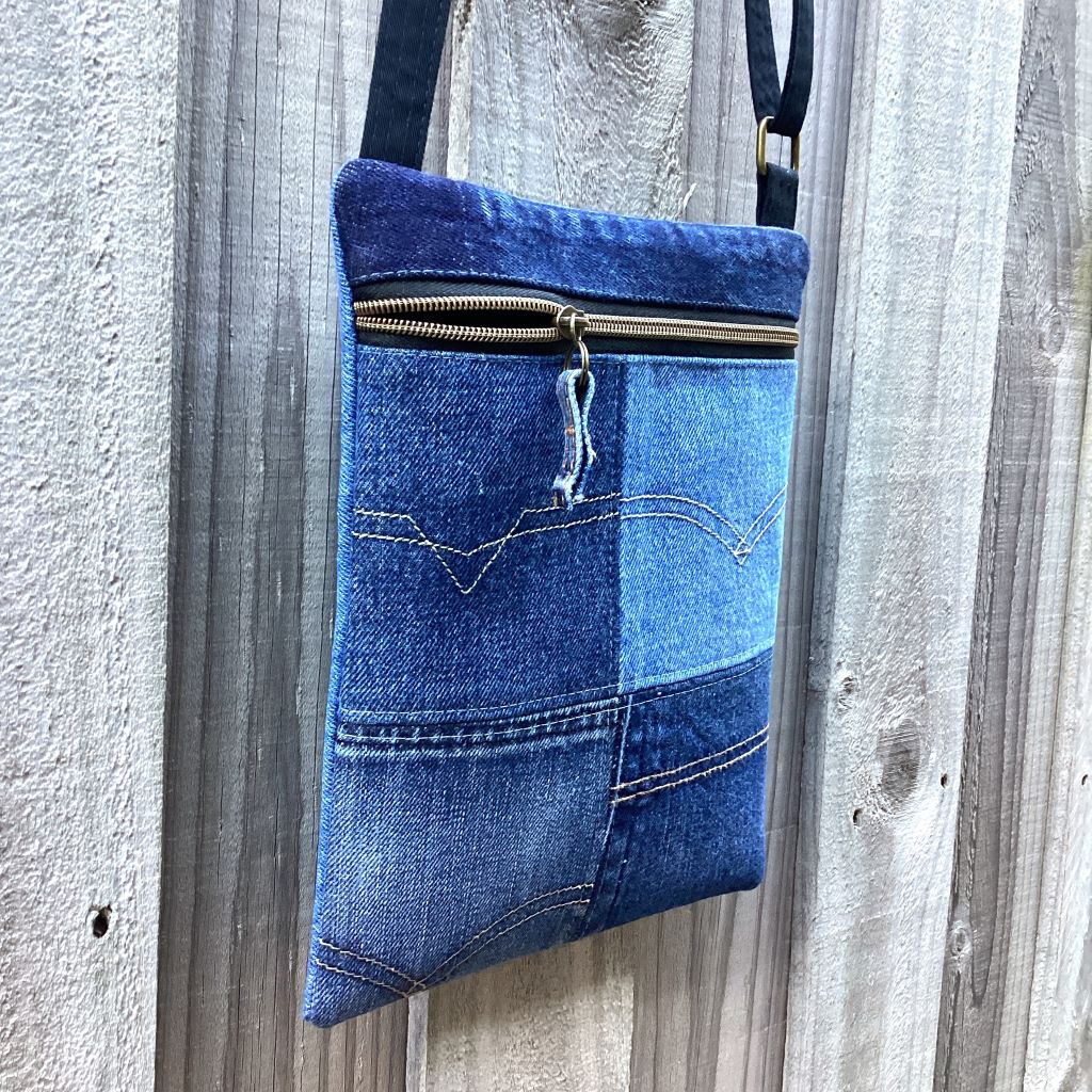 Upcycled Denim Crossbody Bag – Pockets