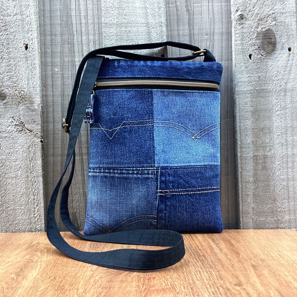 Upcycled Denim Crossbody Bag – Pockets