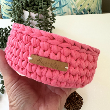 Handmade Basket | Kids bedroom | Coral Pink | Small | Recycled tshirt yarn
