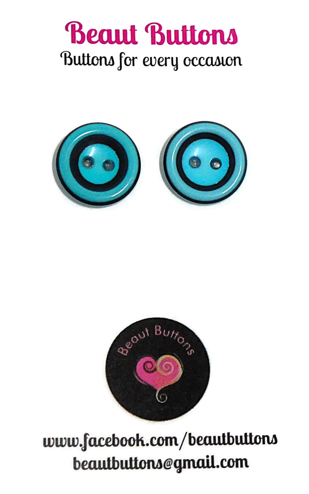 Button necklace and matching earrings - Aqua Crazy