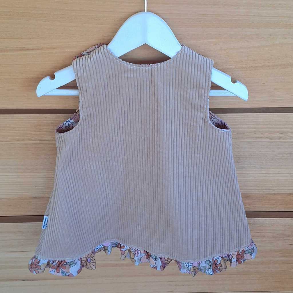 Handmade Baby Girls Beige Pinafore Dress | Size 6-9 Months