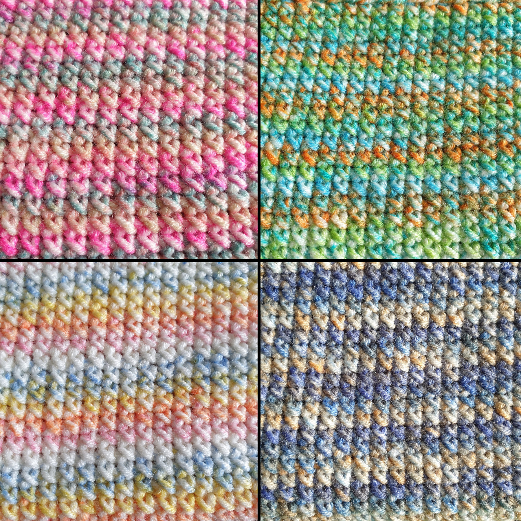 Handmade Crocheting Colourful Zippered Crochet Coin Pouch : Pink Blue Green Purple Mix