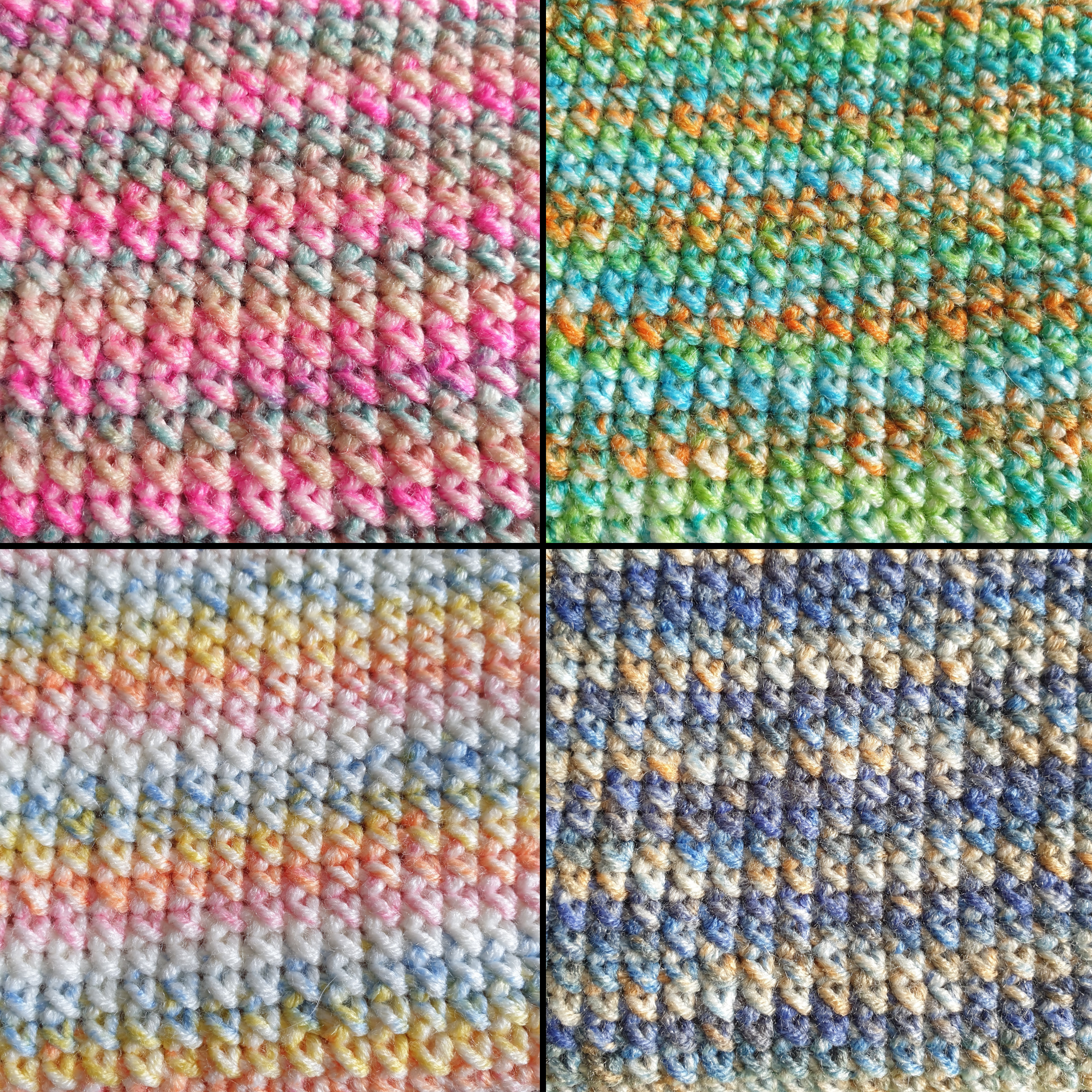 Handmade Crocheting Colourful Zippered Crochet Coin Pouch : Pink Blue Green Purple Mix