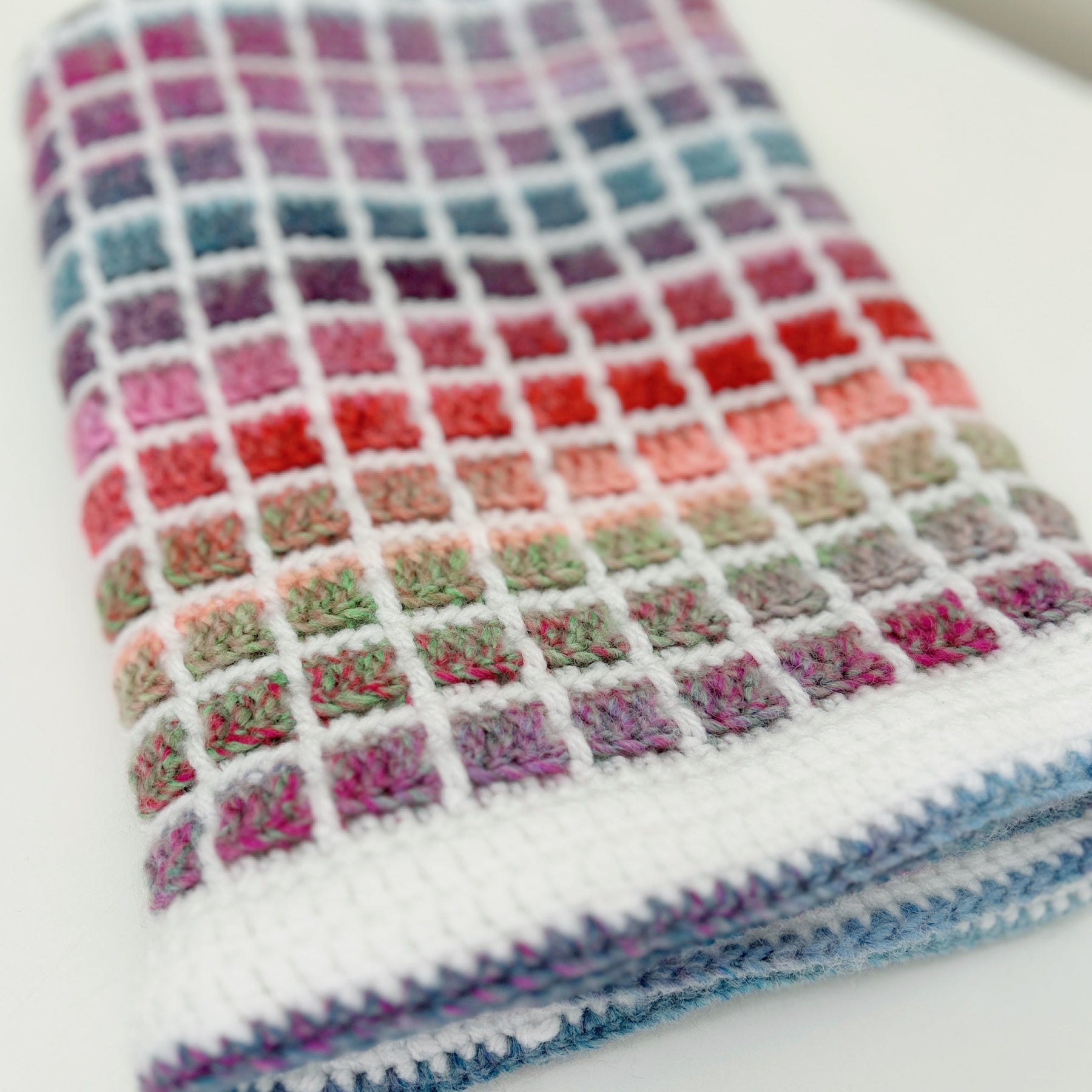 Handmade Crochet Baby Blanket, Rainbow  Lattice