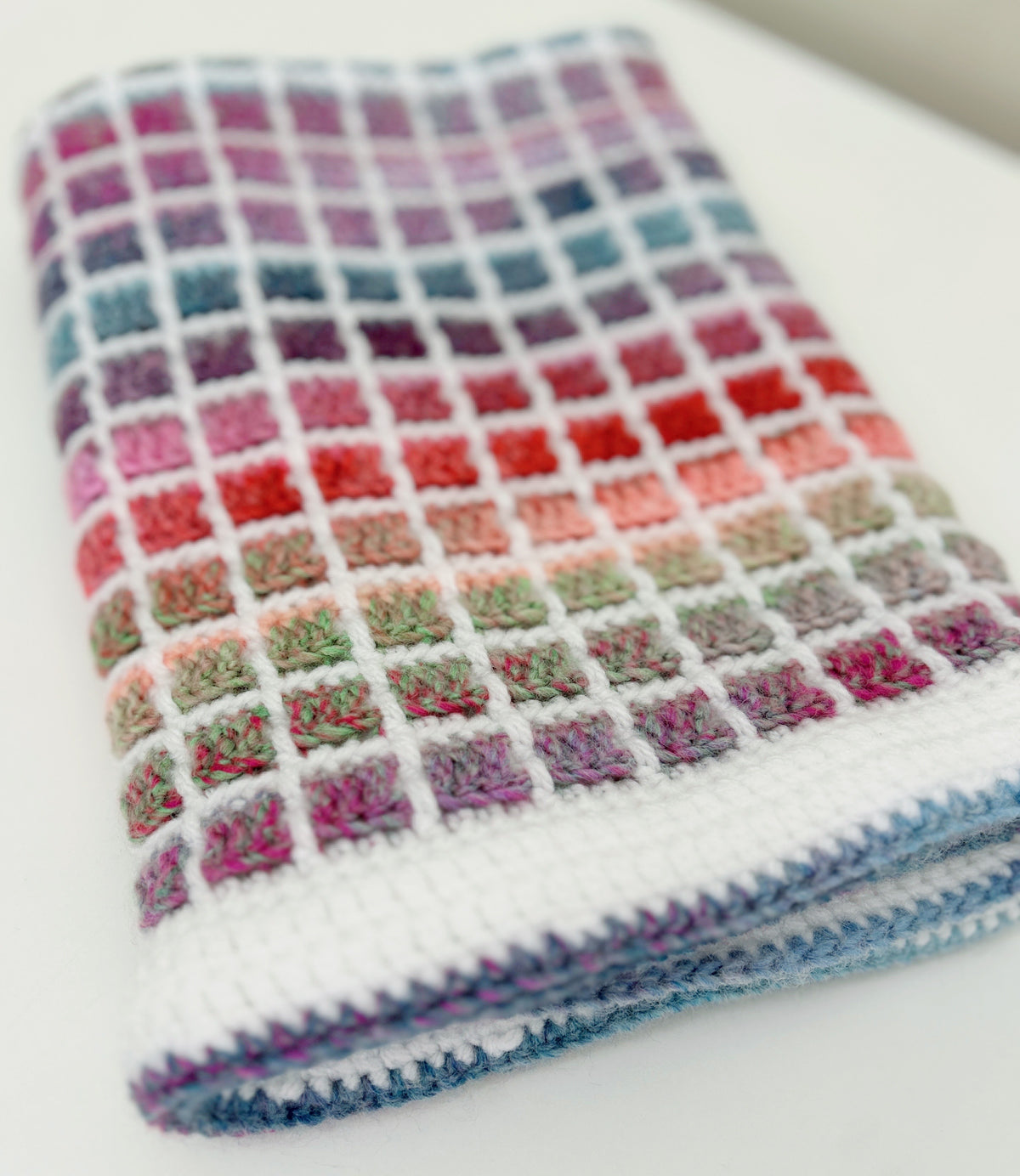Handmade Crochet Baby Blanket, Rainbow  Lattice