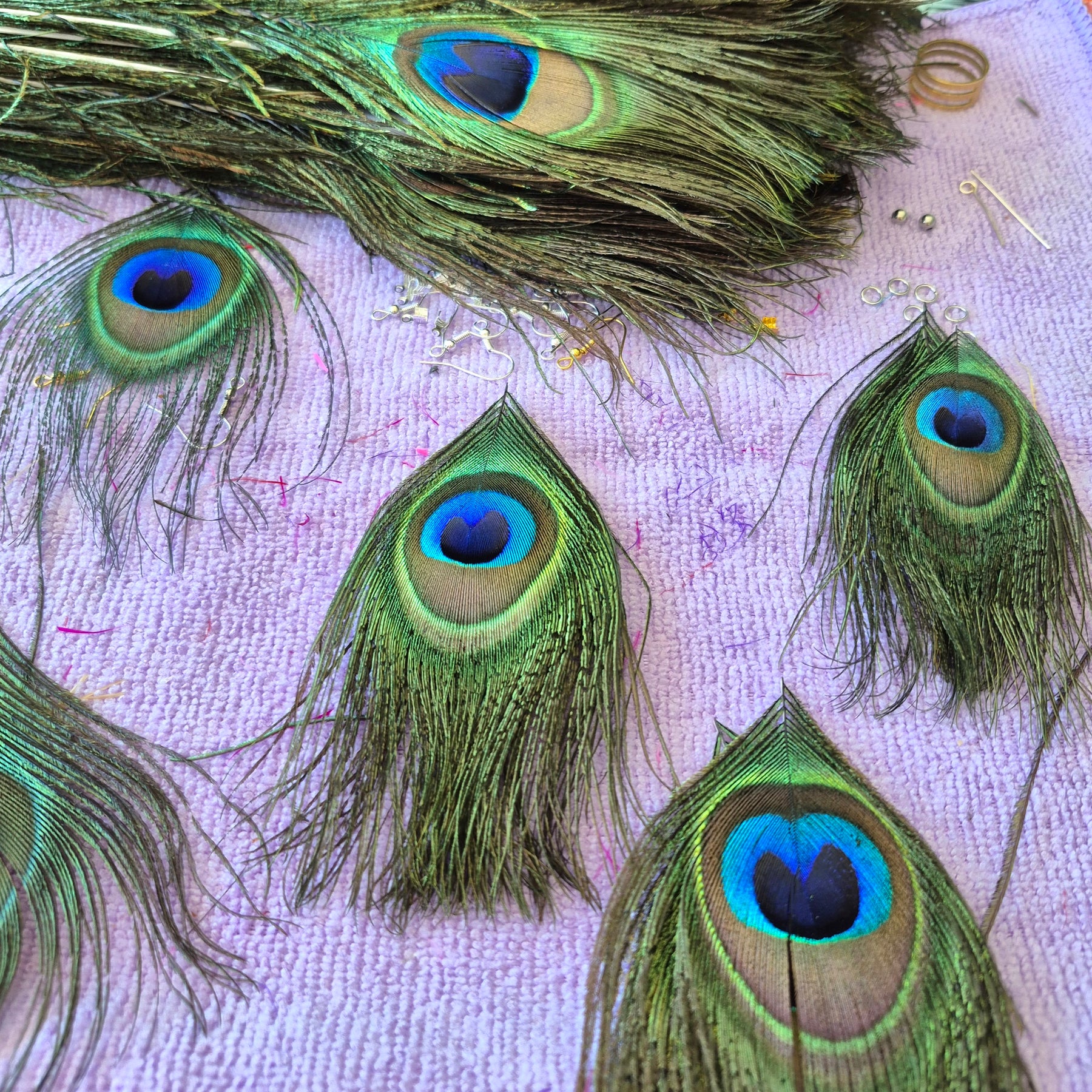 Handcrafted Peacock Feather Earrings – Boho Statement Earrings