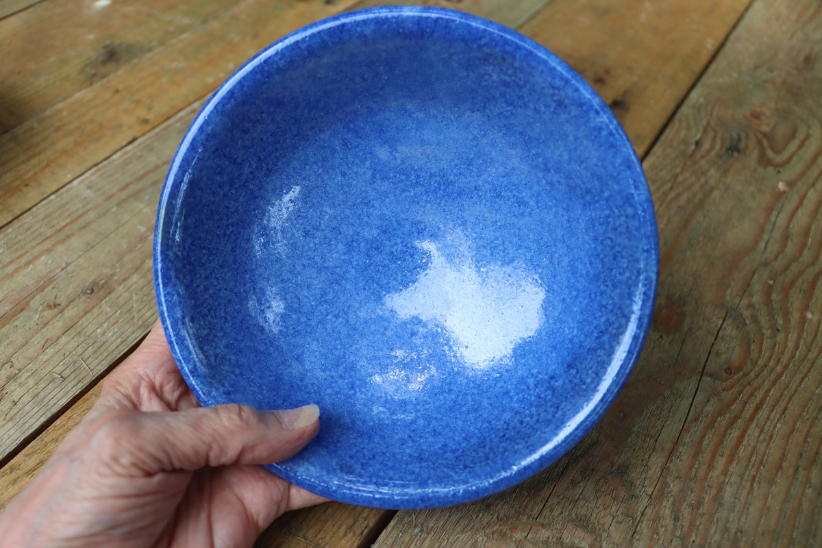 Speckled Blue Stoneware Bowl: High Fired Ceramic
