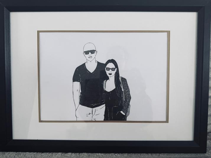 Commissioned custom portrait, hand drawn