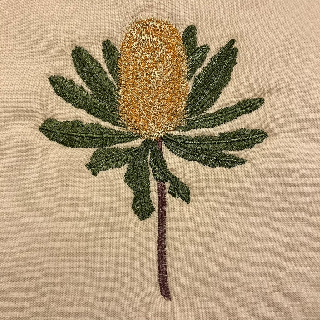 handmade Australian native quilted - banksia (yellow)