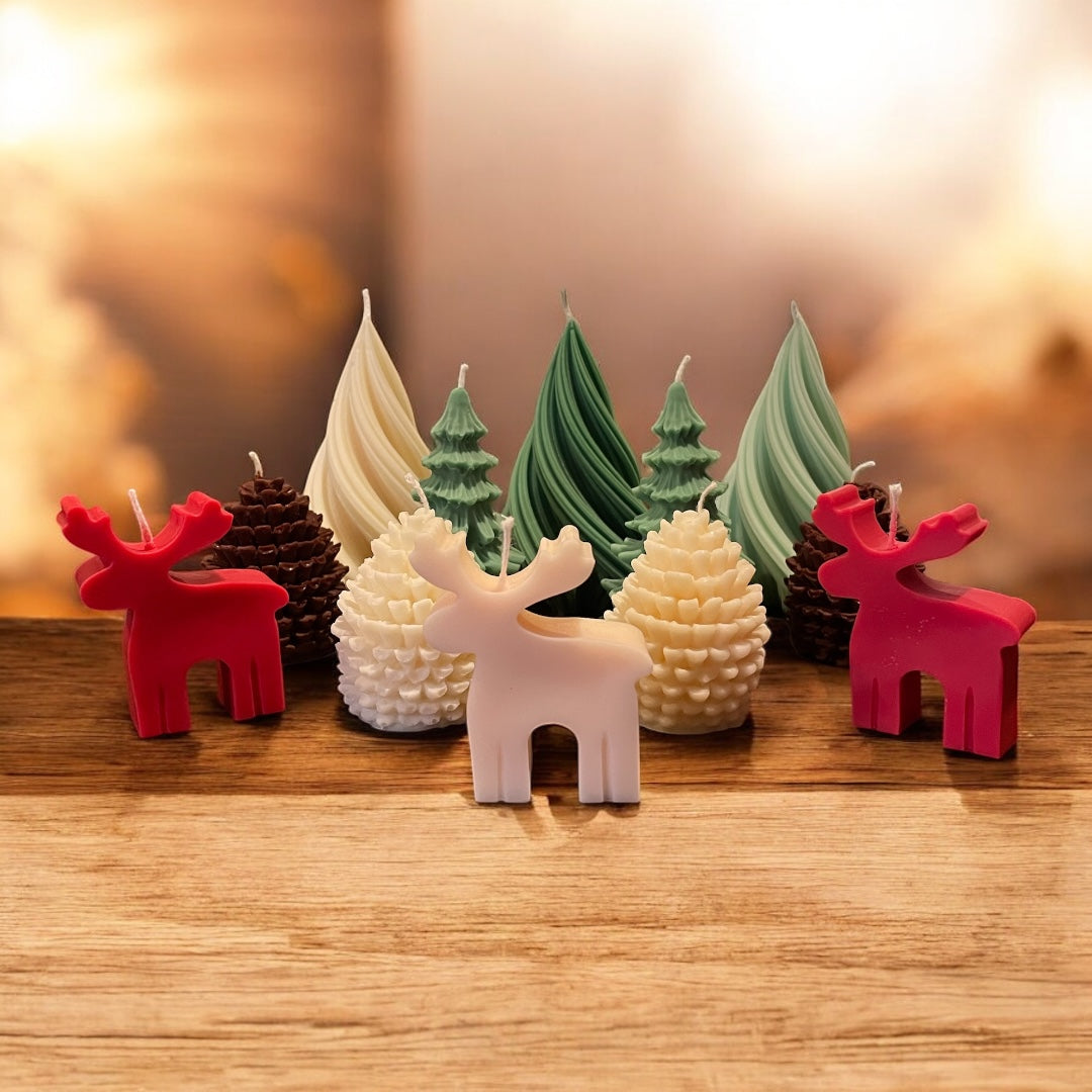 Swirl Christmas Tree Pillar Candle