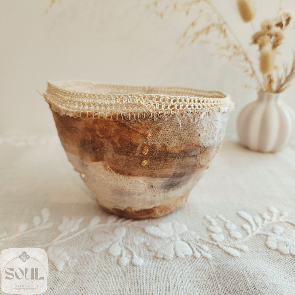Textile Art Bowl – Natural & Earthy (1)