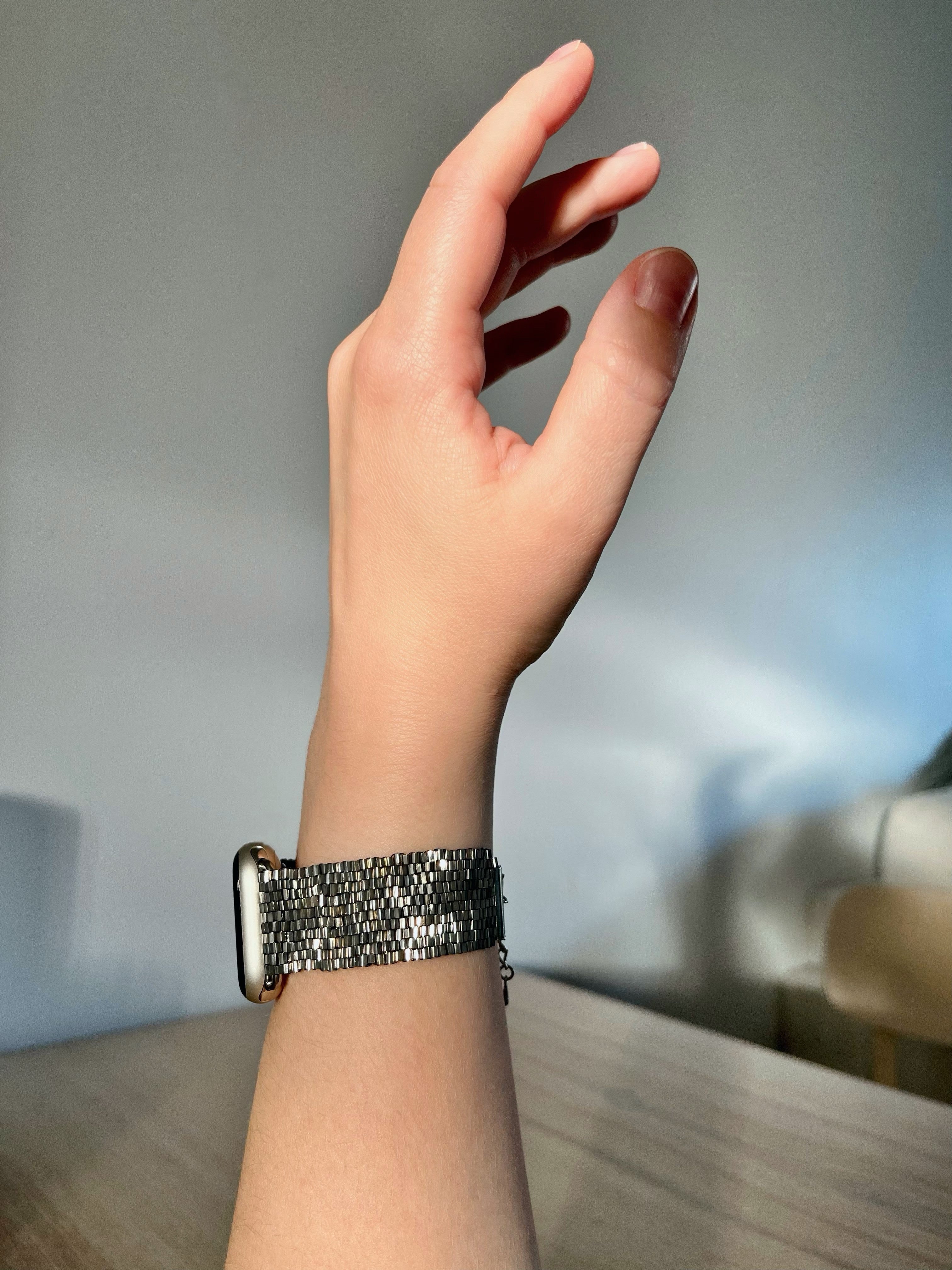 SMARTwatch BAND | grey metallic | beaded straps