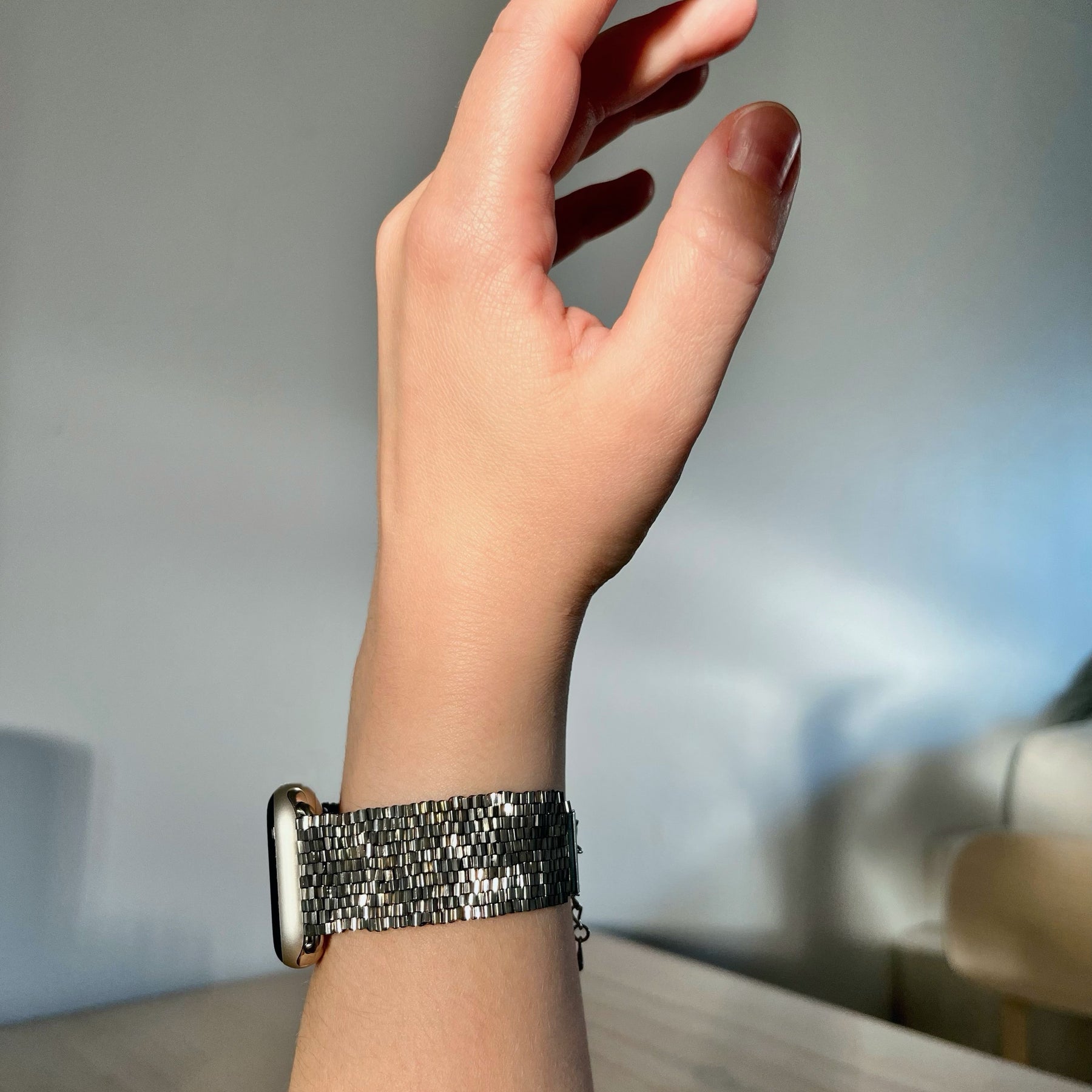 SMART watch BAND * 2 colors | grey metallic | beaded straps