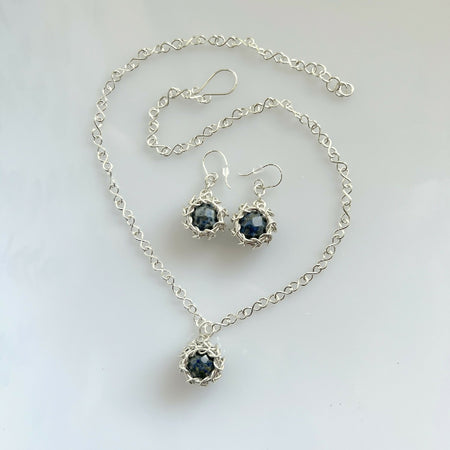 Sterling silver handmade chain necklace and earrings set