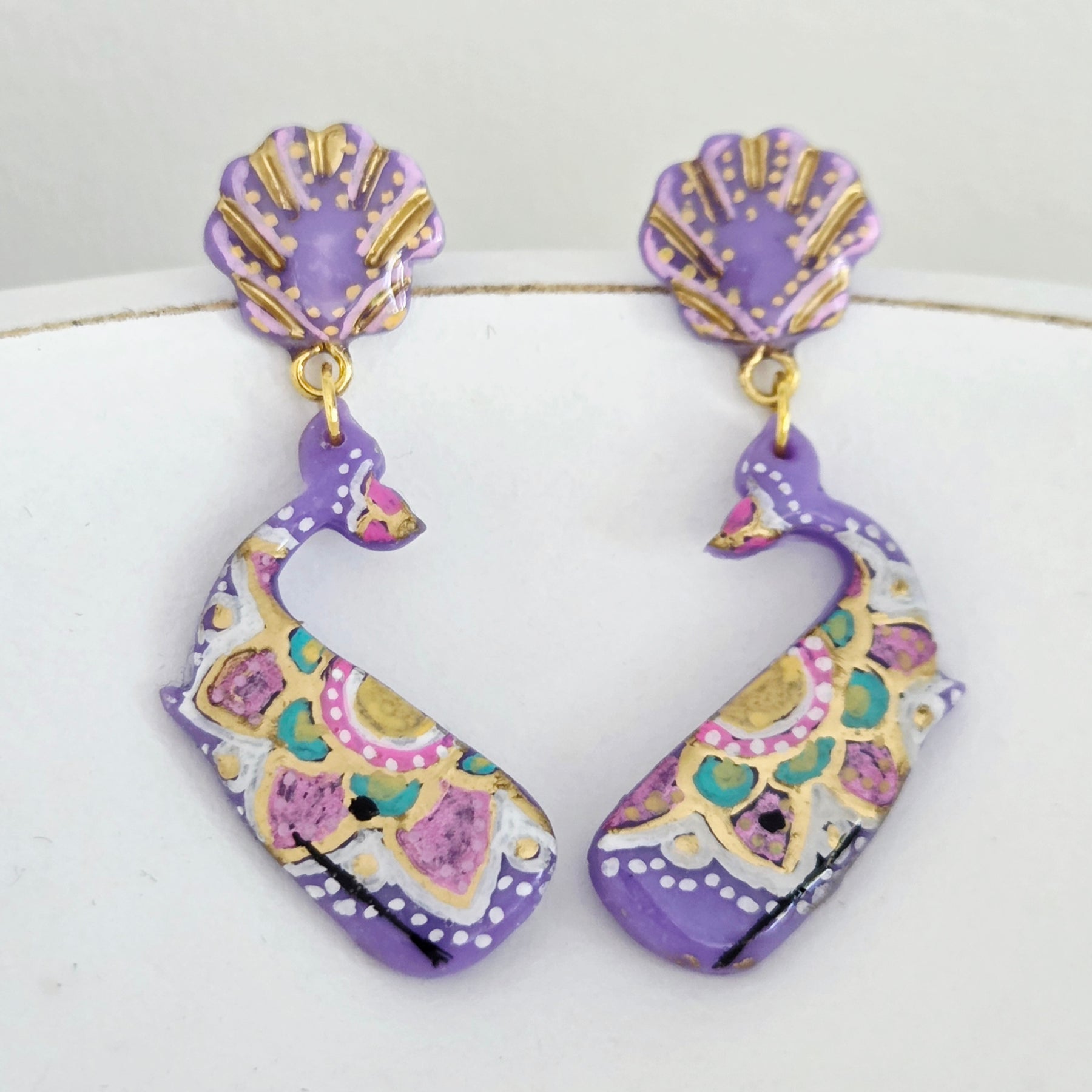 Lavender Whale Dangles