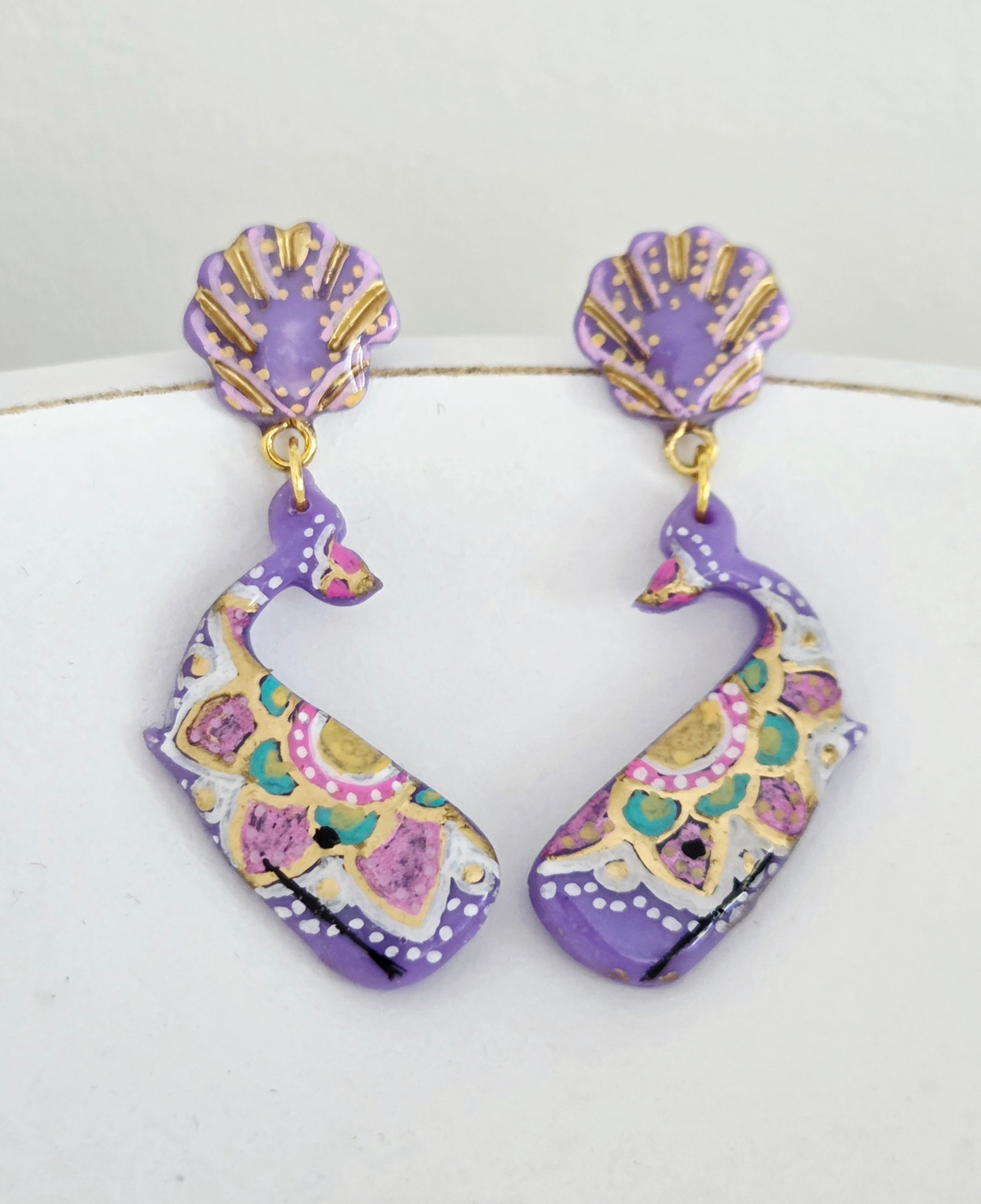 Lavender Whale Dangles