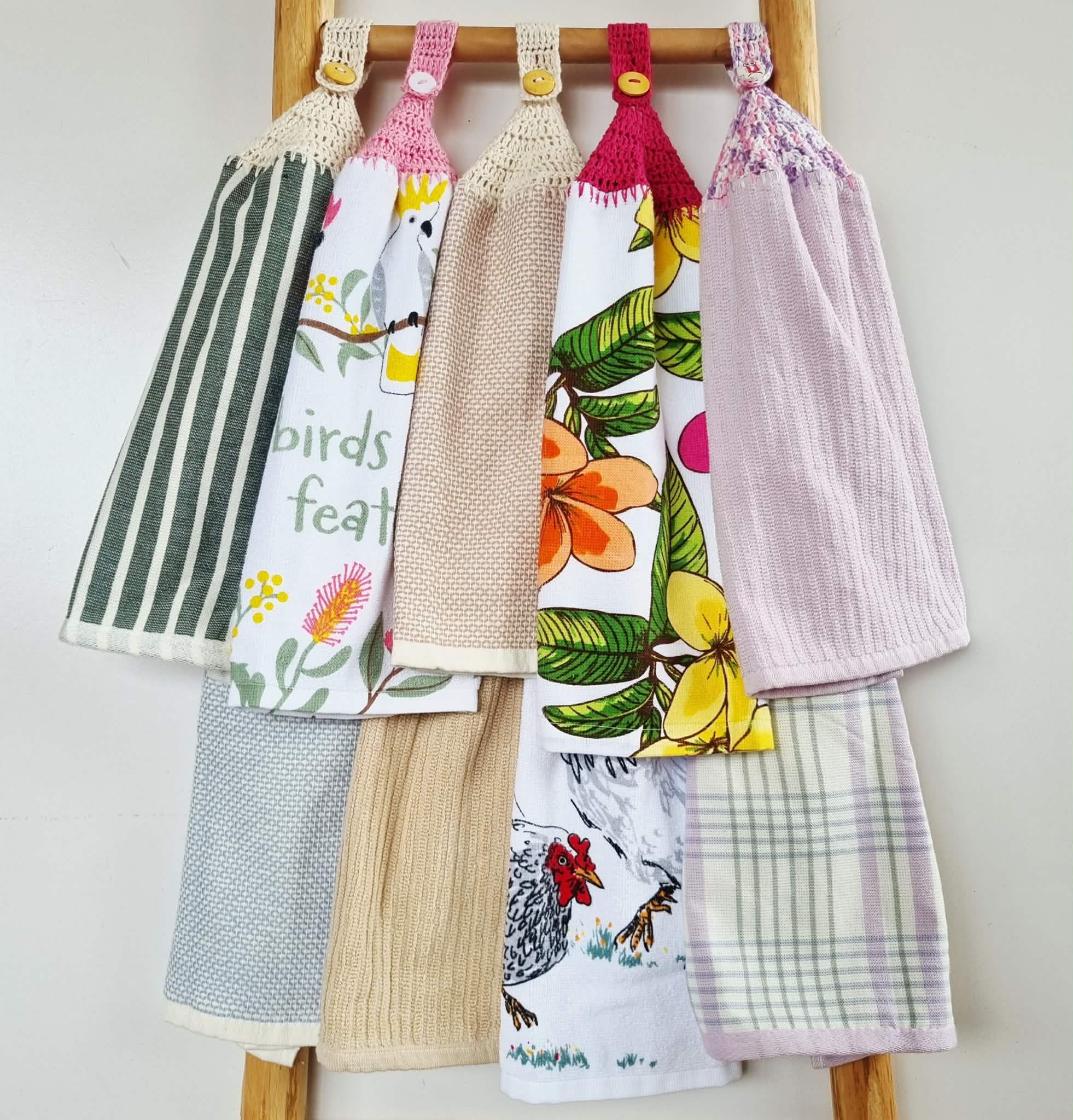 Kitchen Hand Towel | Hanging | Cotton | SINGLE LAYER - 9 Styles - 28-36